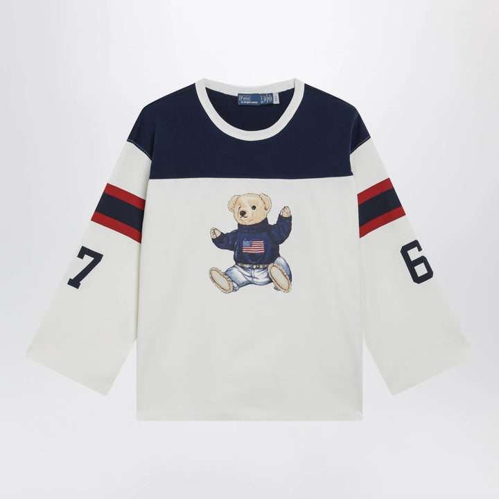 Polo Ralph Lauren - Polo Bear oversized cotton T-shirt in white/navy Brand Apparel &amp; Accessories > Clothing > Shirts &amp; Tops XS