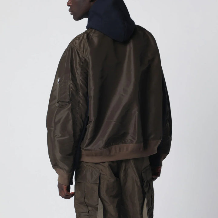 Sacai - Navy/kakhi cotton-blend hoodie Brand Apparel &amp; Accessories > Clothing > Shirts &amp; Tops 3