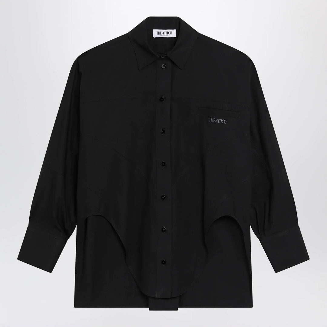 The Attico - Black cotton shirt with logo Brand Apparel &amp; Accessories > Clothing > Shirts &amp; Tops 38  IT