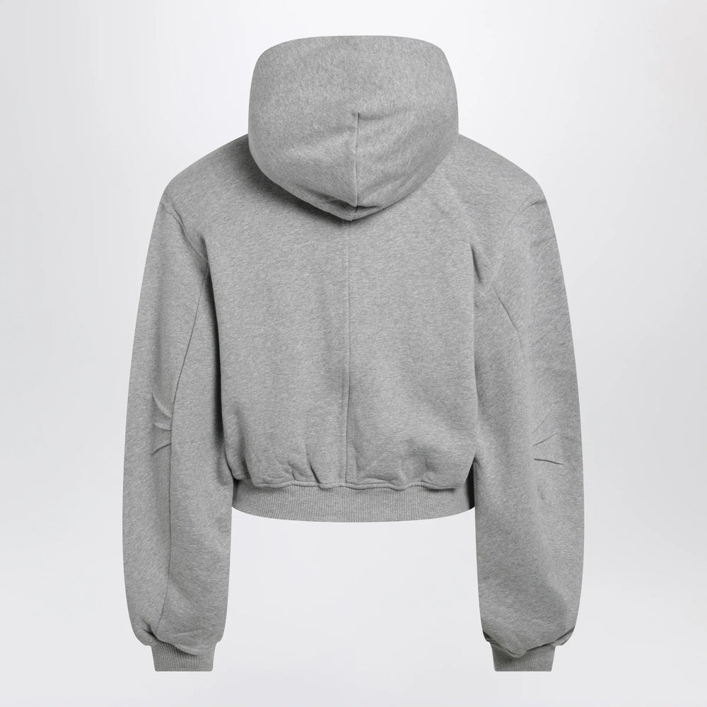 The Attico - Boxy zip-up hoodie in melange grey cotton Brand Apparel & Accessories > Clothing > Shirts & Tops