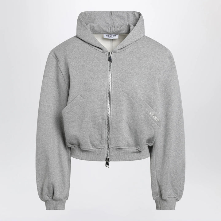 The Attico - Boxy zip-up hoodie in melange grey cotton Brand Apparel &amp; Accessories > Clothing > Shirts &amp; Tops 38  IT