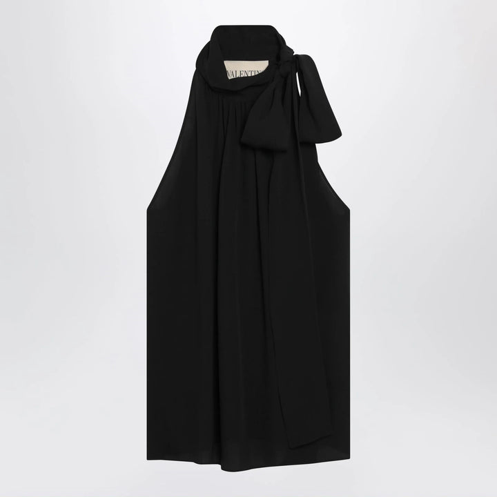 Valentino - Black silk top with neck bow Brand Apparel &amp; Accessories > Clothing > Shirts &amp; Tops 40  IT
