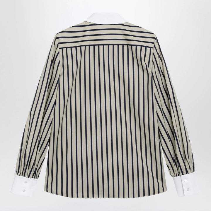 Valentino - Striped cotton shirt with scarf in beige and blue Brand Apparel &amp; Accessories > Clothing > Shirts &amp; Tops 38  IT