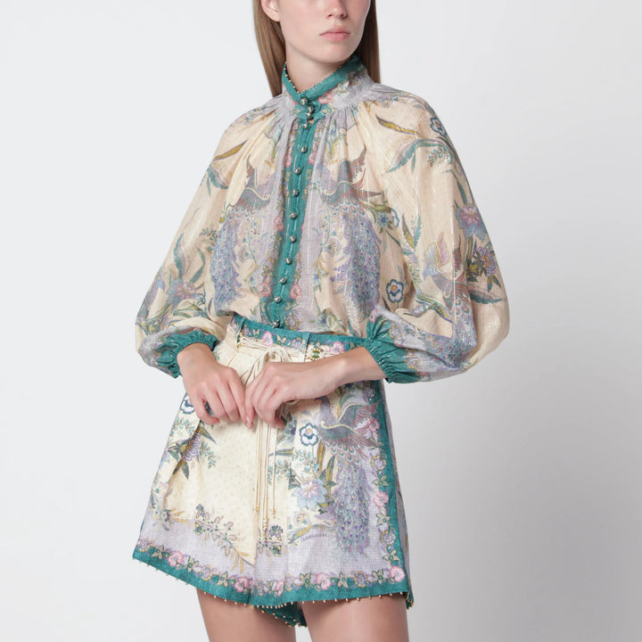 ZIMMERMANN - Cream cotton and silk Indra shirt Brand Apparel &amp; Accessories > Clothing > Shirts &amp; Tops