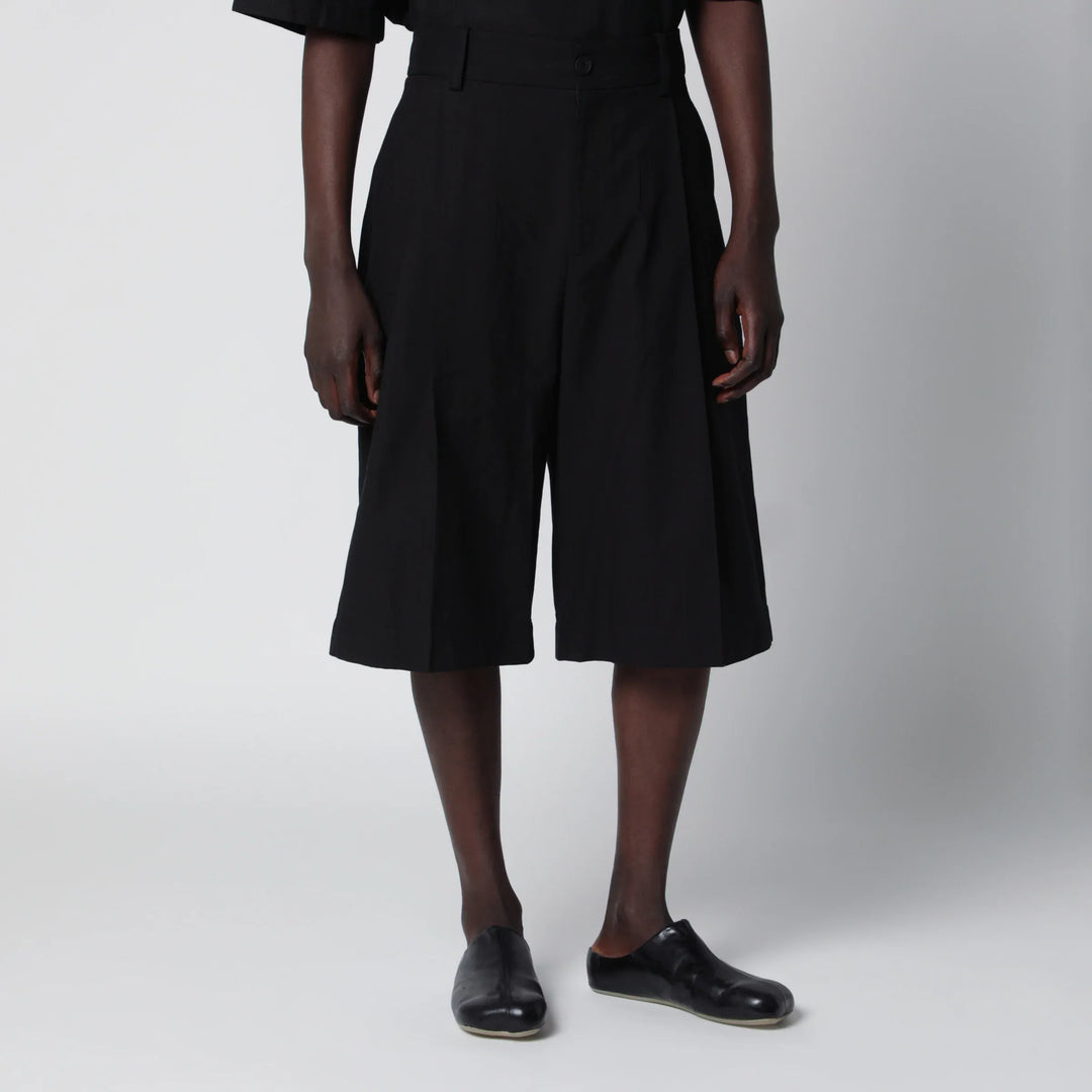 STUDIO NICHOLSON - Fowld shorts in cotton blend black Brand Apparel &amp; Accessories > Clothing > Shorts S