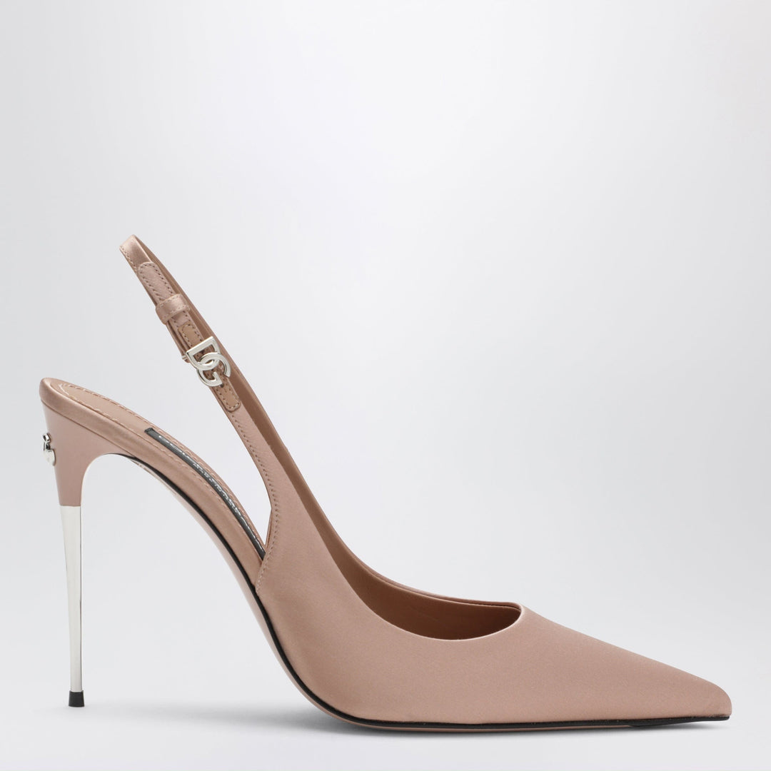 Apparel & Accessories Dolce&Gabbana - Beige satin slingback with DG logo Brand