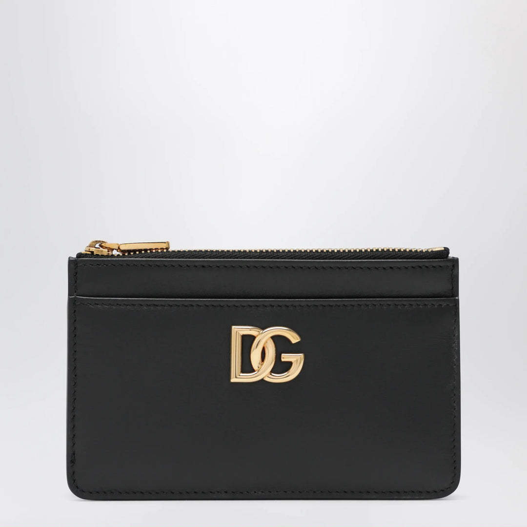 Dolce&amp;Gabbana - Black leather zip card holder with DG logo Brand Apparel &amp; Accessories TU