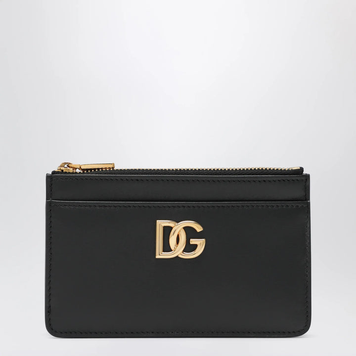 Dolce&amp;Gabbana - Black leather zip card holder with DG logo Brand Apparel &amp; Accessories TU