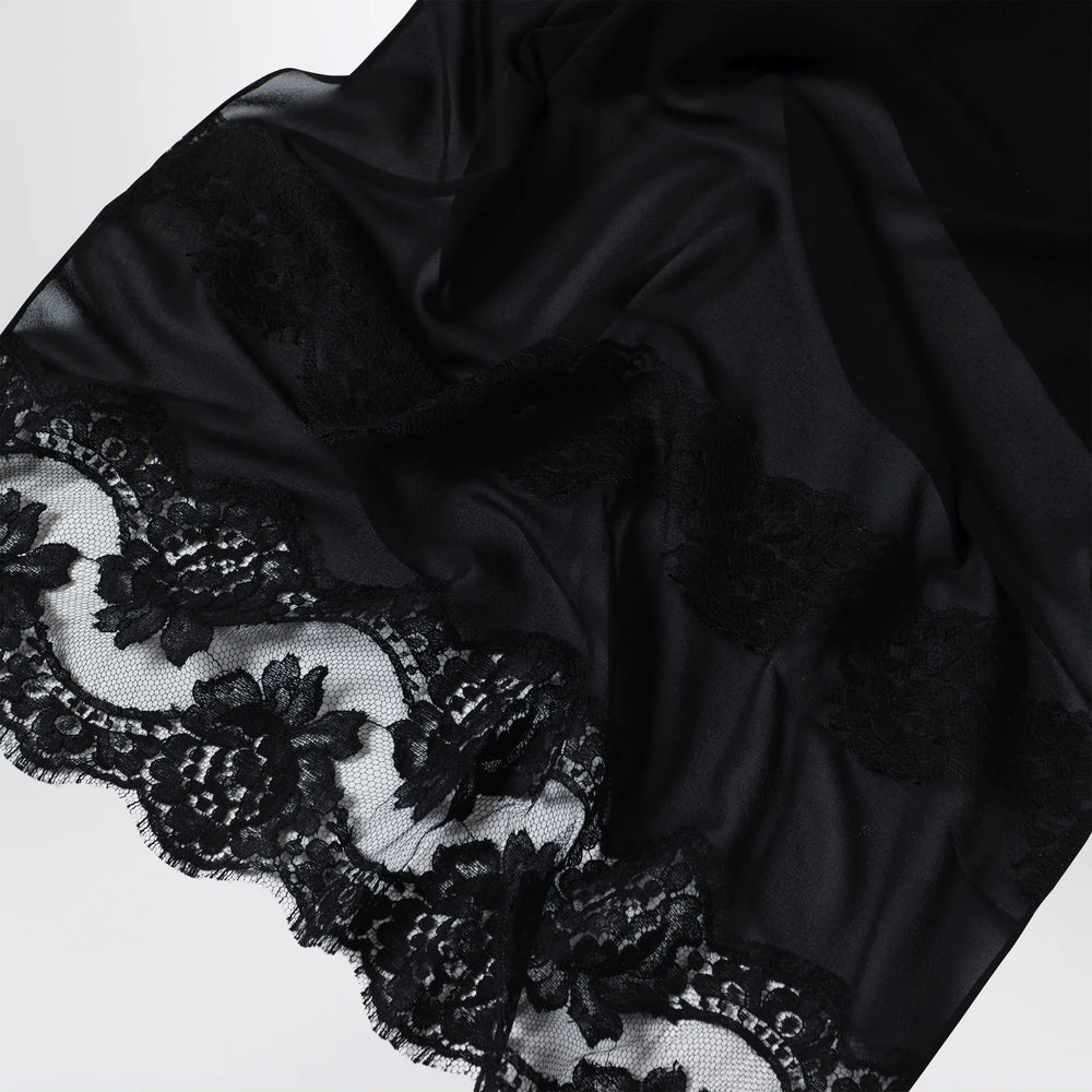 Dolce&Gabbana - Black silk and lace stole with floral embroidery Brand Apparel & Accessories TU
