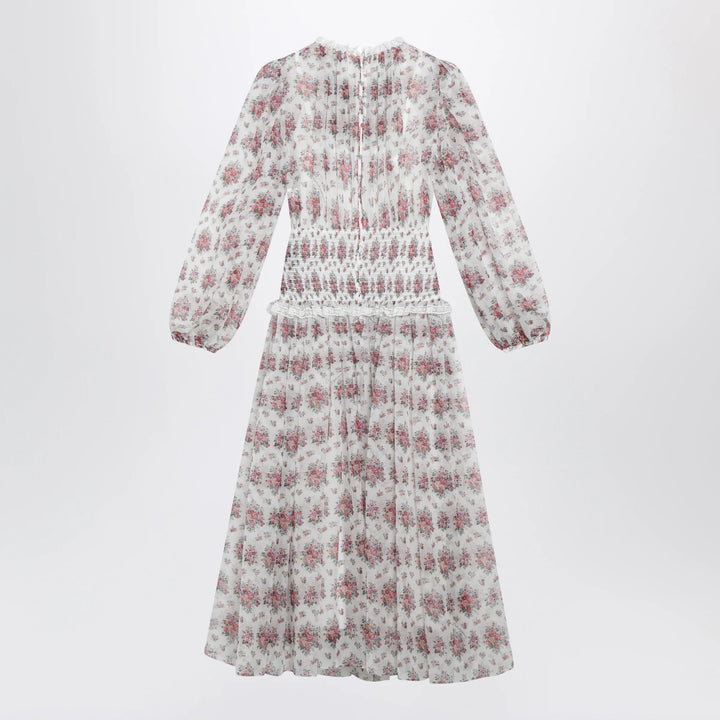 Dolce&amp;Gabbana - Long chiffon dress with floral bouquet print, white Brand Apparel &amp; Accessories 42  IT