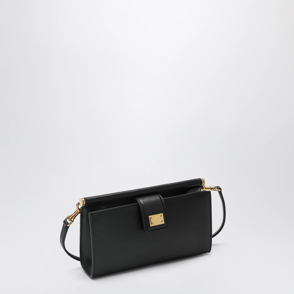 Dolce&Gabbana - Plongé calfskin leather phone bag in black Brand Apparel & Accessories TU