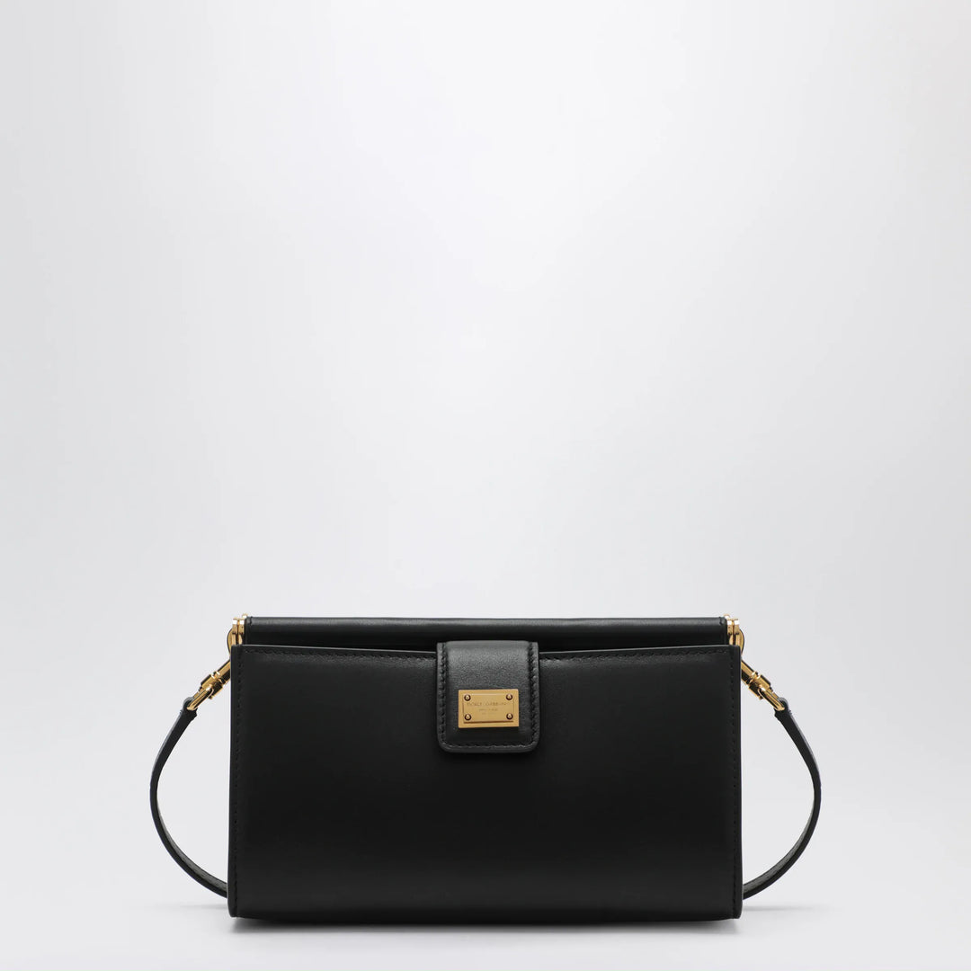 Dolce&amp;Gabbana - Plongé calfskin leather phone bag in black Brand Apparel &amp; Accessories TU