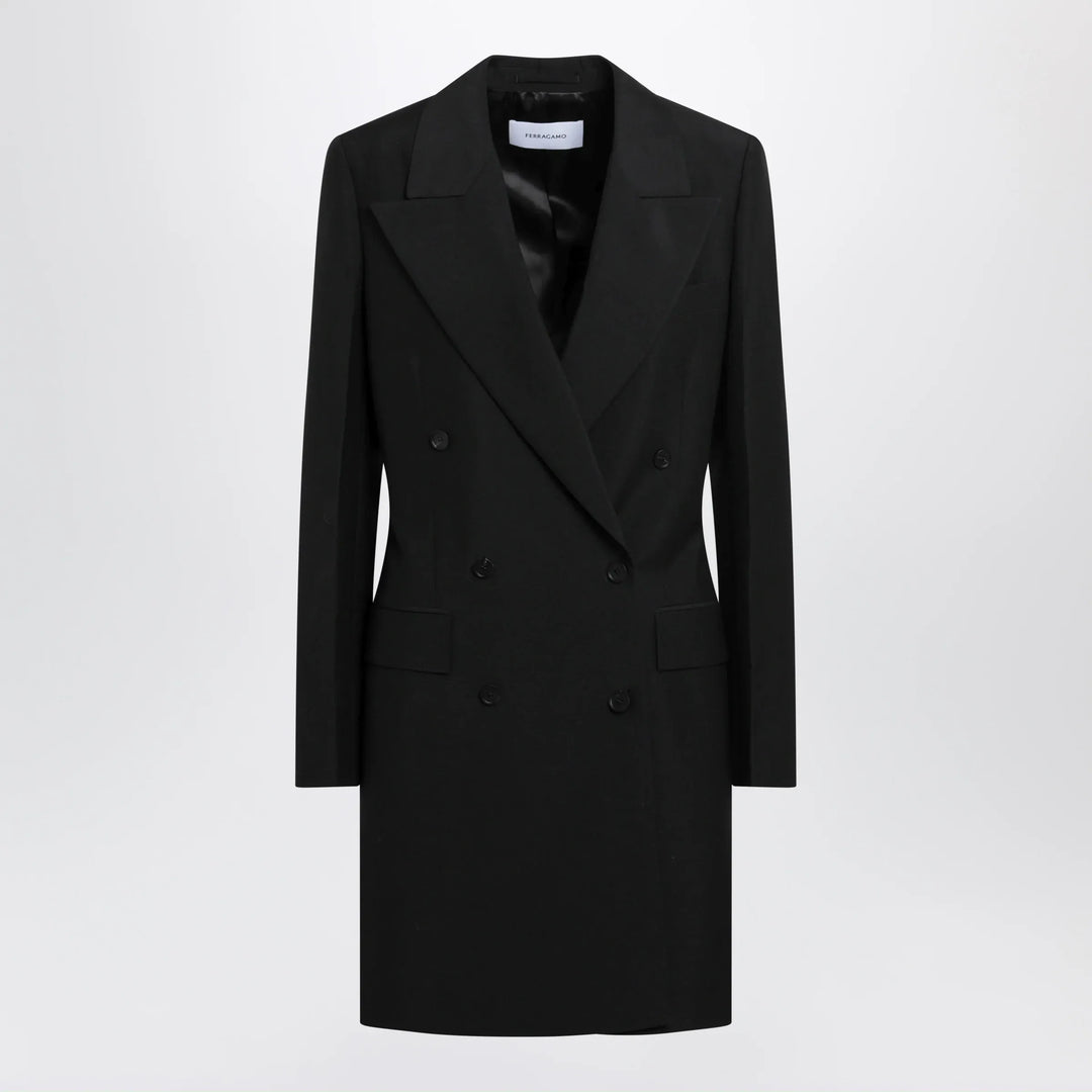 Apparel & Accessories 40  IT Ferragamo - Black double-breasted wool-blend suit Brand
