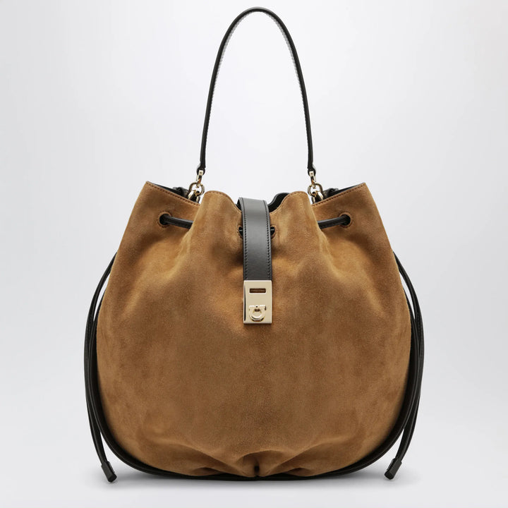 Ferragamo - Hug bucket bag with buckle in Natural Brand Apparel &amp; Accessories TU