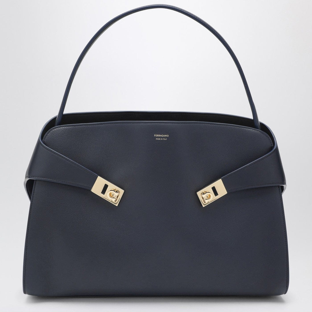 Apparel &amp; Accessories TU Ferragamo - Navy and brown leather Hug Soft L handbag Brand