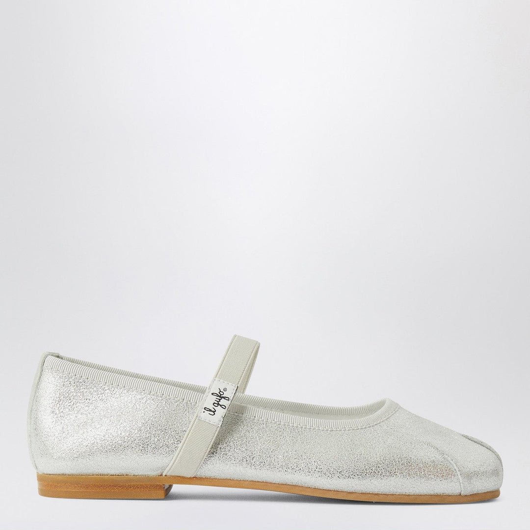 Apparel &amp; Accessories 34 Il Gufo - Silver ballet flats with elastic strap Brand