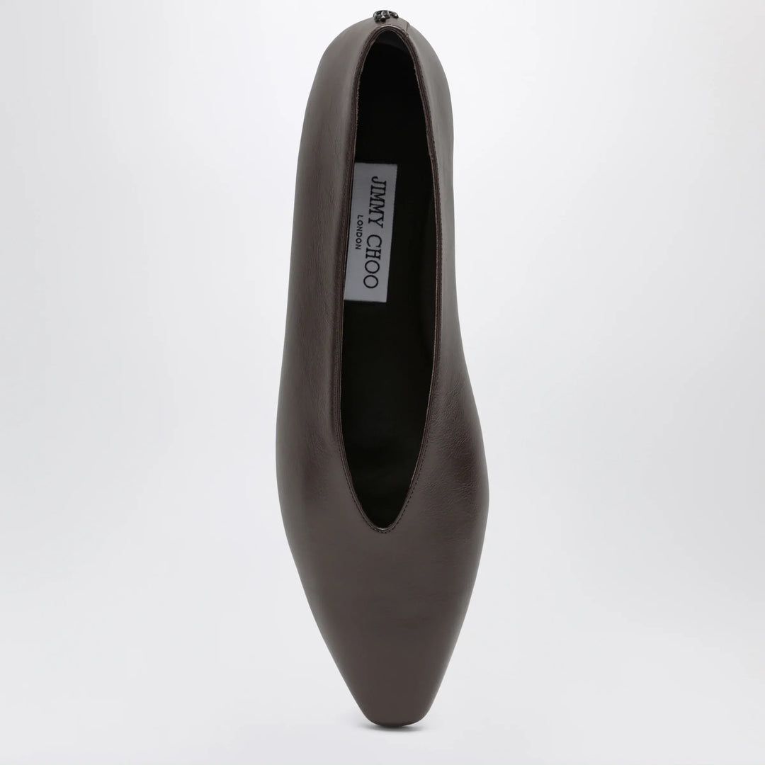 Jimmy Choo - Chocolate Leather Margot Ballet Flats Brand Apparel &amp; Accessories