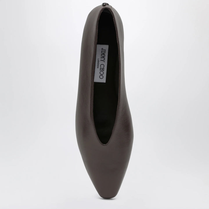 Jimmy Choo - Chocolate Leather Margot Ballet Flats Brand Apparel &amp; Accessories