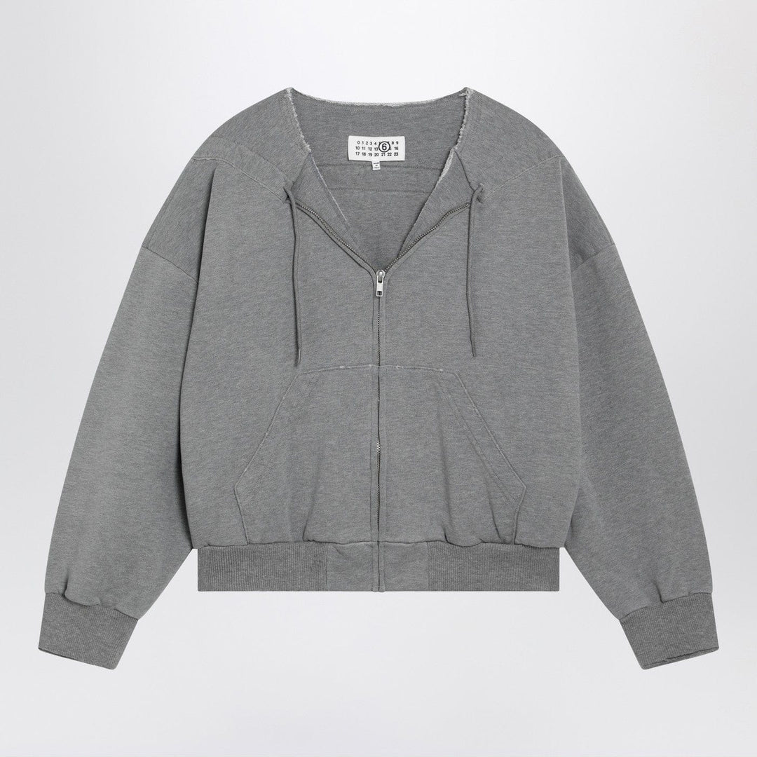 Apparel & Accessories MM6 Maison Margiela - Felpa con zip e coulisse in cotone grigia Brand