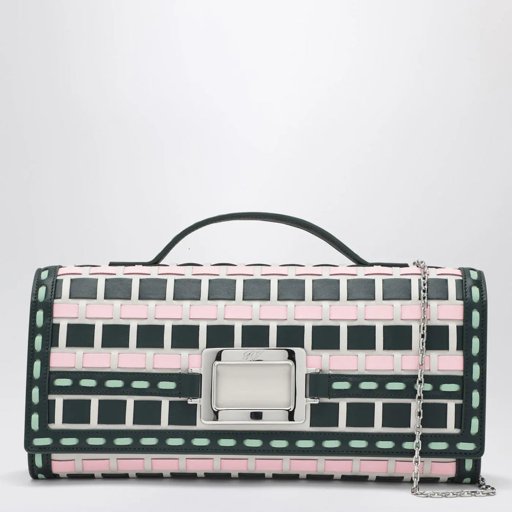 ROGER VIVIER - Belle Vivier ice/pink/navy blue clutch bag Brand Apparel & Accessories TU