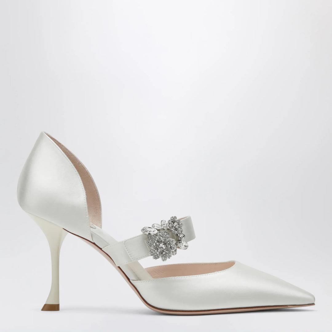 ROGER VIVIER - Mary Jane Dorsay Efflorescence in Light Blue Satin Brand Apparel & Accessories 36 IT