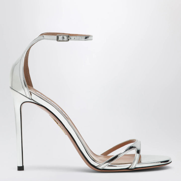 Aquazzura - Nuda 85 sandals in silver metallic leather Brand Apparel &amp; Accessories > Shoes