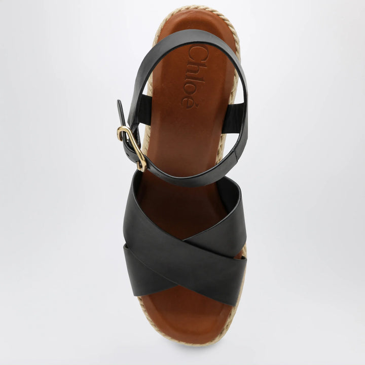 Chloé - Sand wedge sandals in calfskin leather in black Brand Apparel &amp; Accessories > Shoes