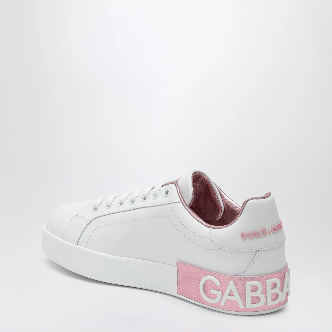 Dolce&amp;Gabbana - Portofino white/pink leather sneakers Brand Apparel &amp; Accessories > Shoes