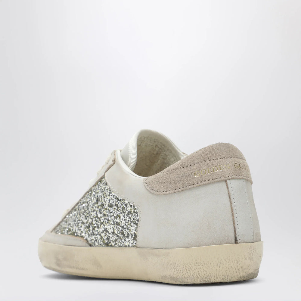 Golden Goose - White/platinum glitter Super-Star sneakers Brand Apparel & Accessories > Shoes
