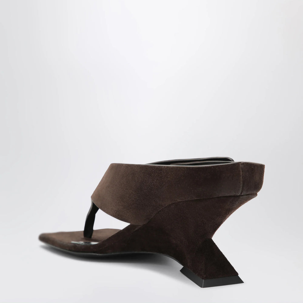 The Attico - Cheope suede thong sandals in dark brown Brand Apparel & Accessories > Shoes