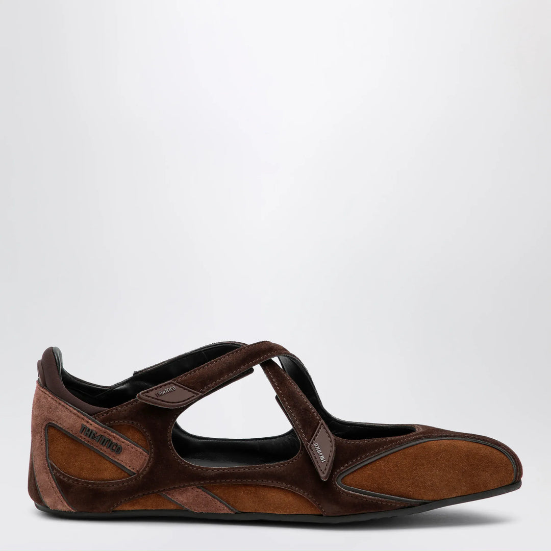 The Attico - Floor 01 suede ballerina-sneaker flats in brown Brand Apparel &amp; Accessories > Shoes 36 IT
