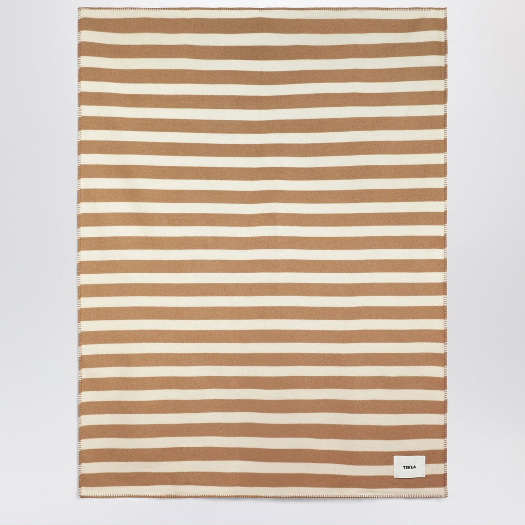 Apparel &amp; Accessories TU Tekla - Ivory and beige striped wool blanket 130x180 Brand