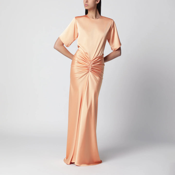 THE ANDAMANE - Iris long satin dress in peach Brand Apparel &amp; Accessories 40  IT