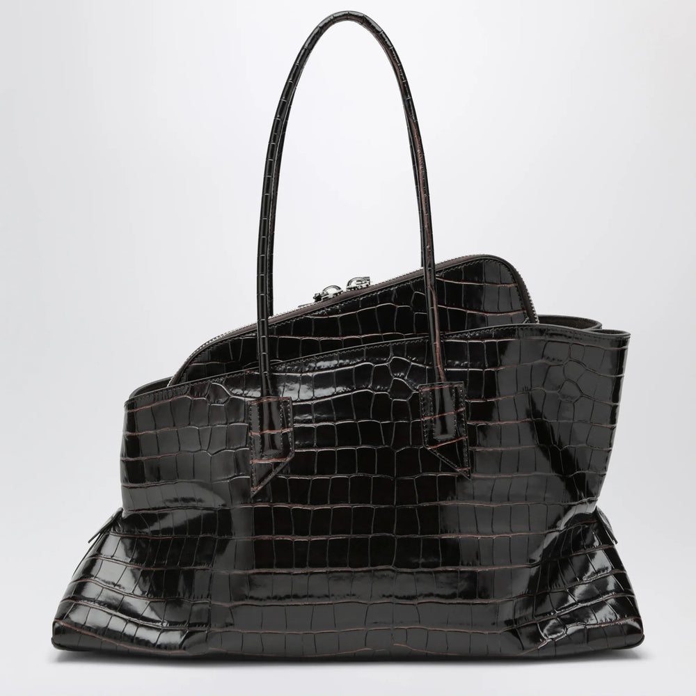 The Attico - La Passeggiata Medium bag in coffee crocodile-print leather Brand Apparel & Accessories U