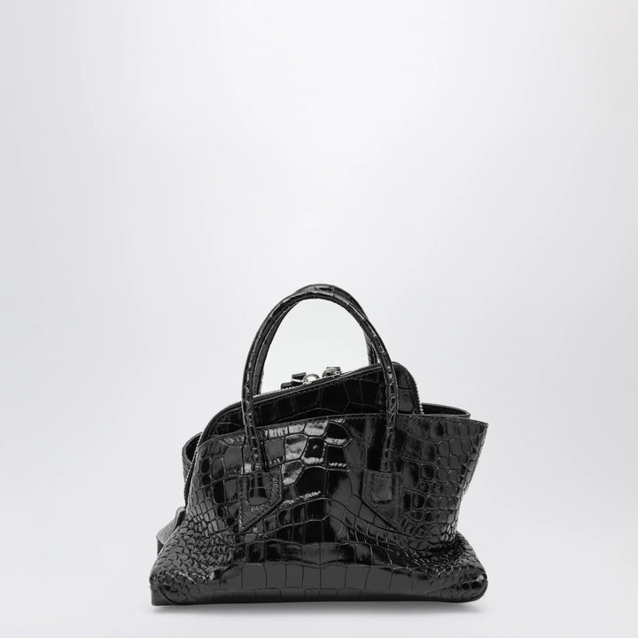 The Attico - La Passeggiata Mini black crocodile-print leather bag Brand Apparel &amp; Accessories U
