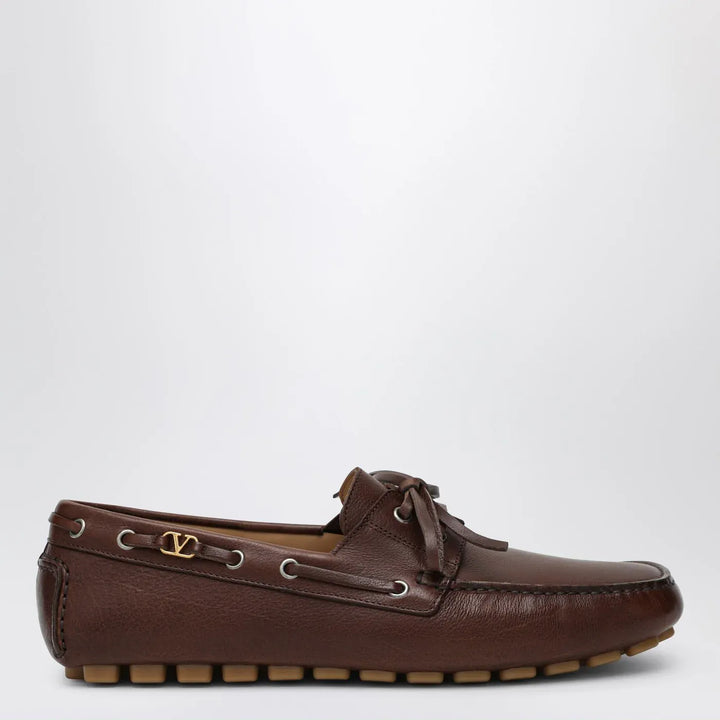 Valentino Garavani - Brown leather moccasin driver Fantaway Brand Apparel &amp; Accessories 40 IT