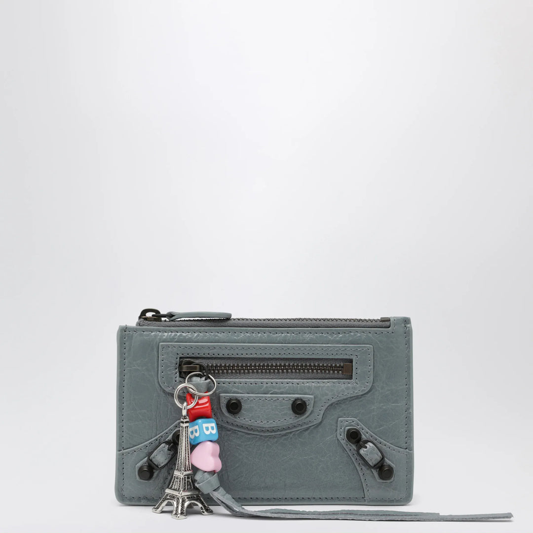 Balenciaga - Le City long coin and card holder in lambskin, blue-grey Brand U