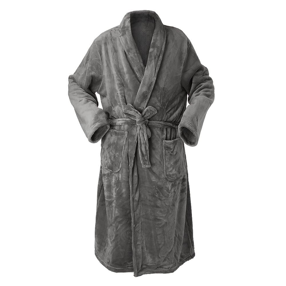 Brogo Bathrobe Brogo Microfibre Supersoft Woven Bathrobes Grey S/M Brand