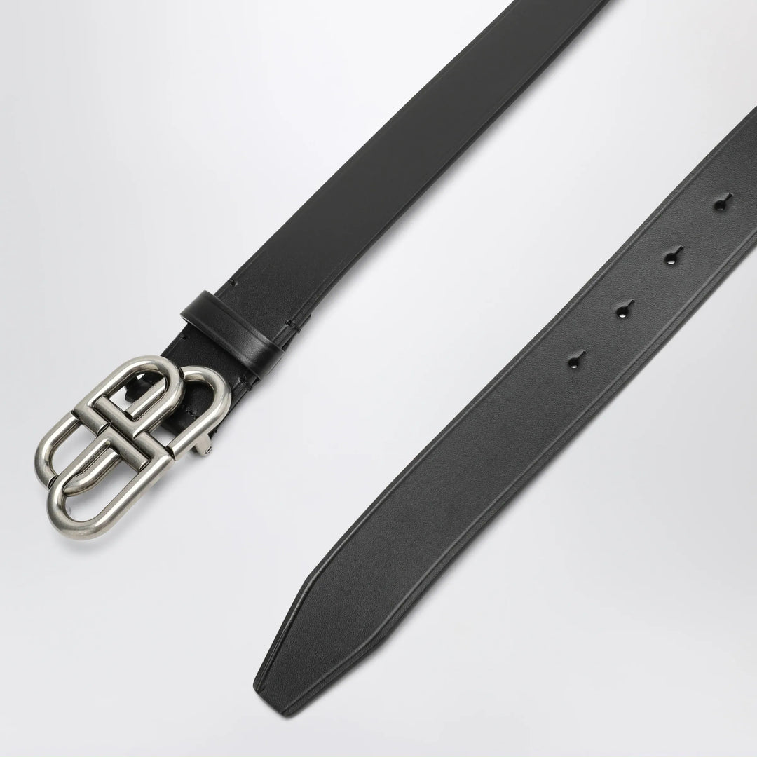 Balenciaga - Black BB leather belt Brand Belts