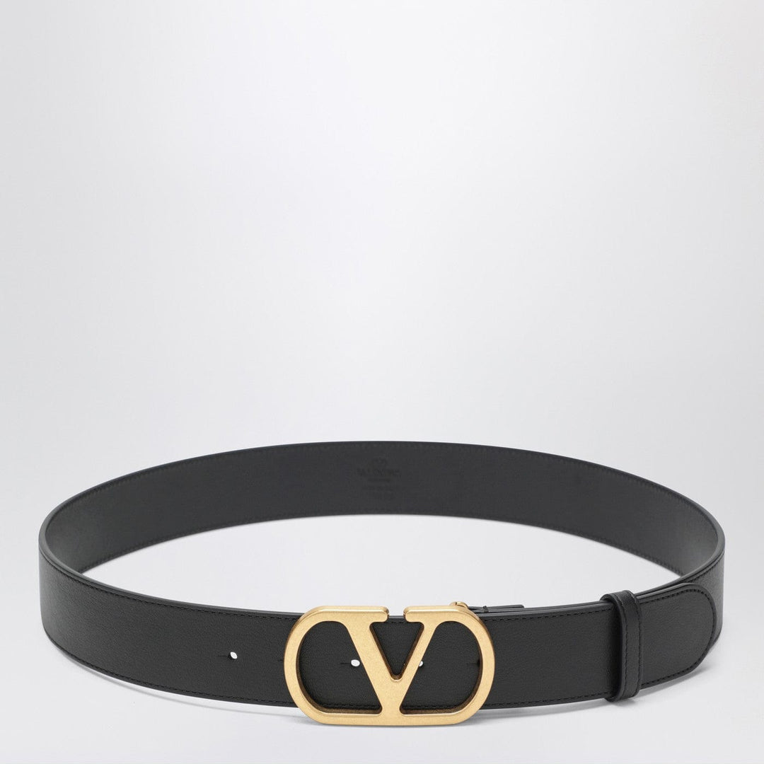Belts Valentino Garavani - VLogo black/gold leather belt Brand