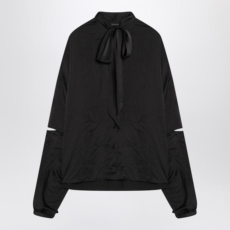 Shirts &amp; Tops Balenciaga - Black satin blouse with bow - 36 FR Brand