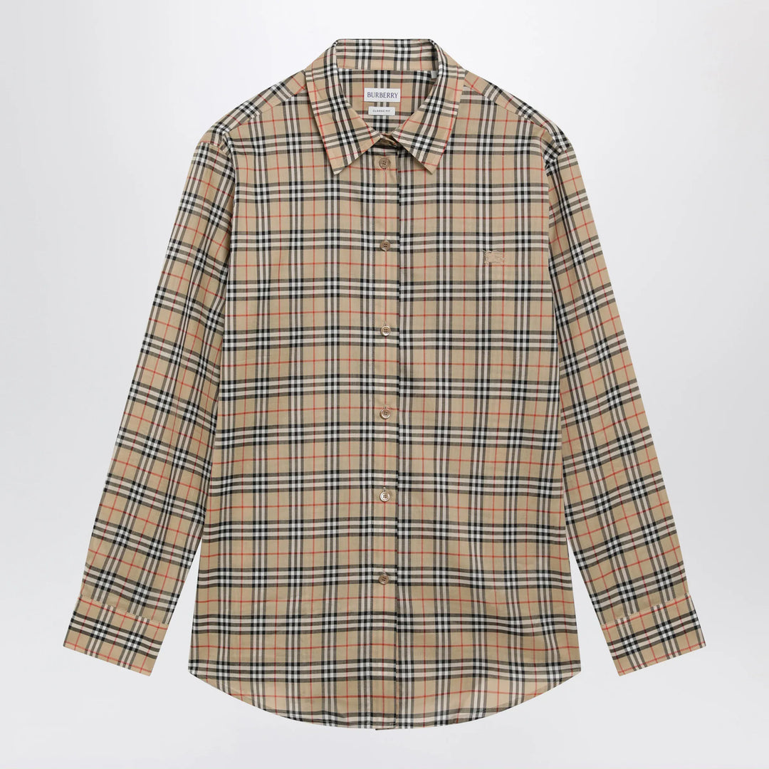 Burberry - Beige cotton shirt with Check pattern Brand 6 UK