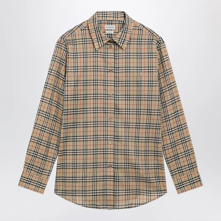 Burberry - Beige cotton shirt with Check pattern Brand 6 UK
