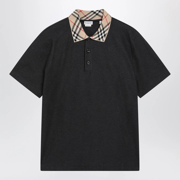 Burberry - Dark grey polo shirt with Check collar Brand S