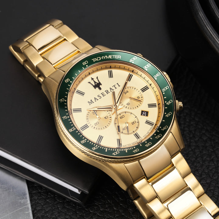 Maserati Chronograph Watches Maserati Stile Gold Dial 45mm Chronograph Brand