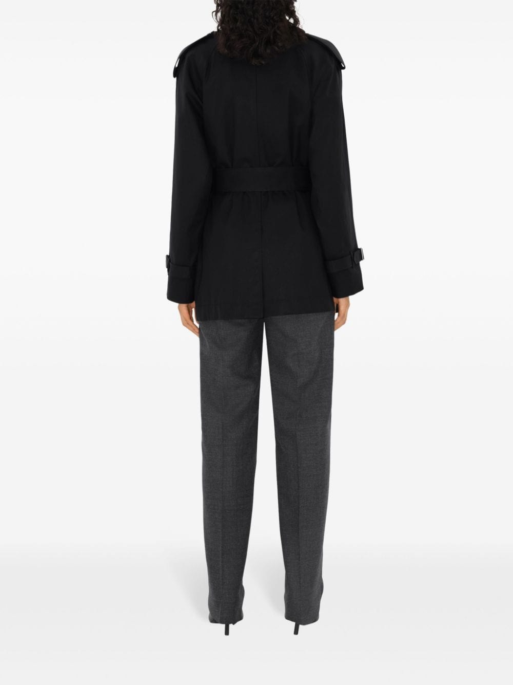 Burberry Coats 10 Burberry Coats Black Black cotton gabardine coat with wide lapels and belted waist.   Brand