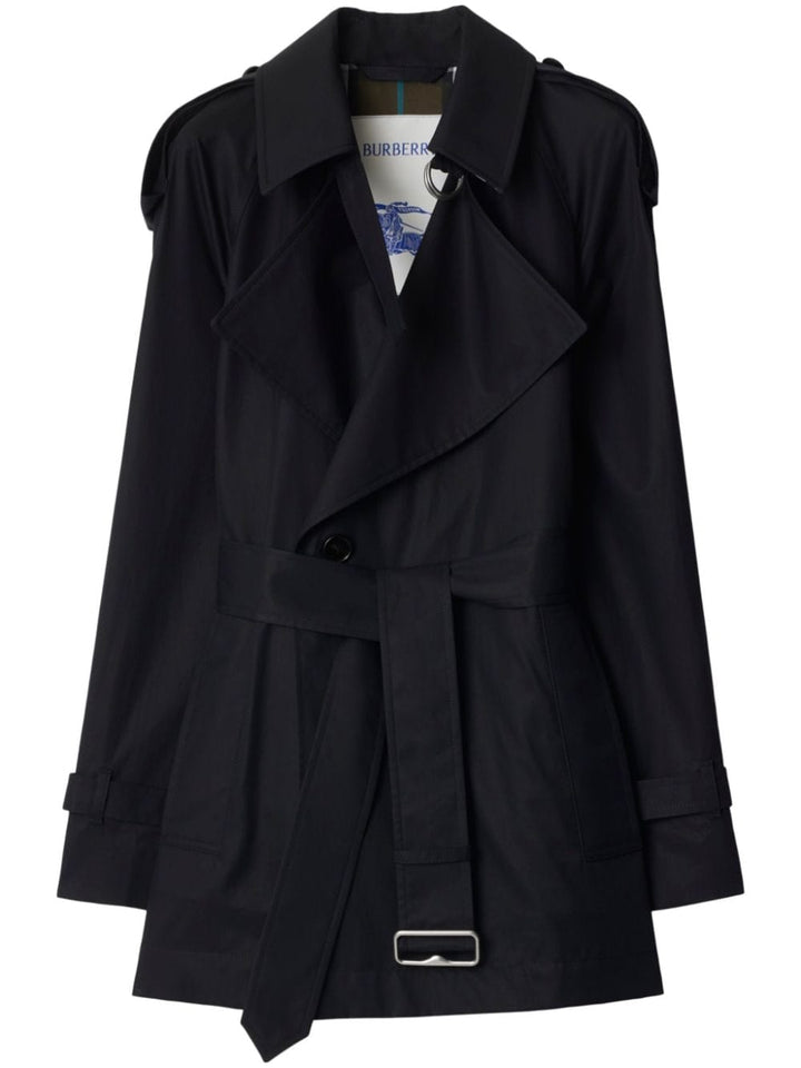 Burberry Coats 10 Burberry Coats Black Black cotton gabardine coat with wide lapels and belted waist.   Brand