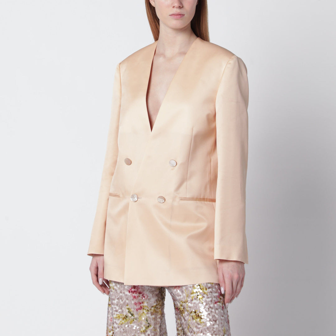 Coats &amp; Jackets Alberta Ferretti - Beige double-breasted jacket in silk organza Brand