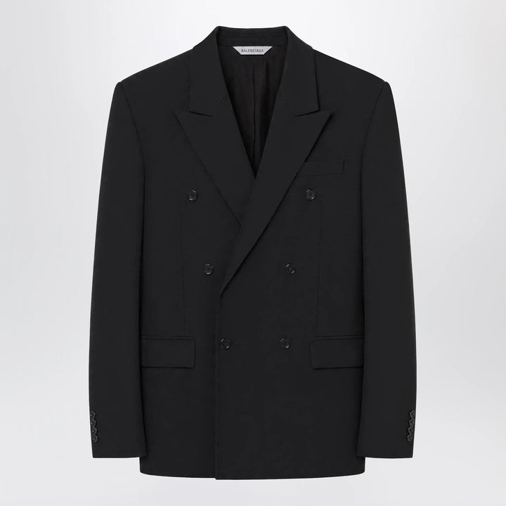 Balenciaga - Double-breasted tailored wool twill jacket in black Brand Coats &amp; Jackets 48 IT