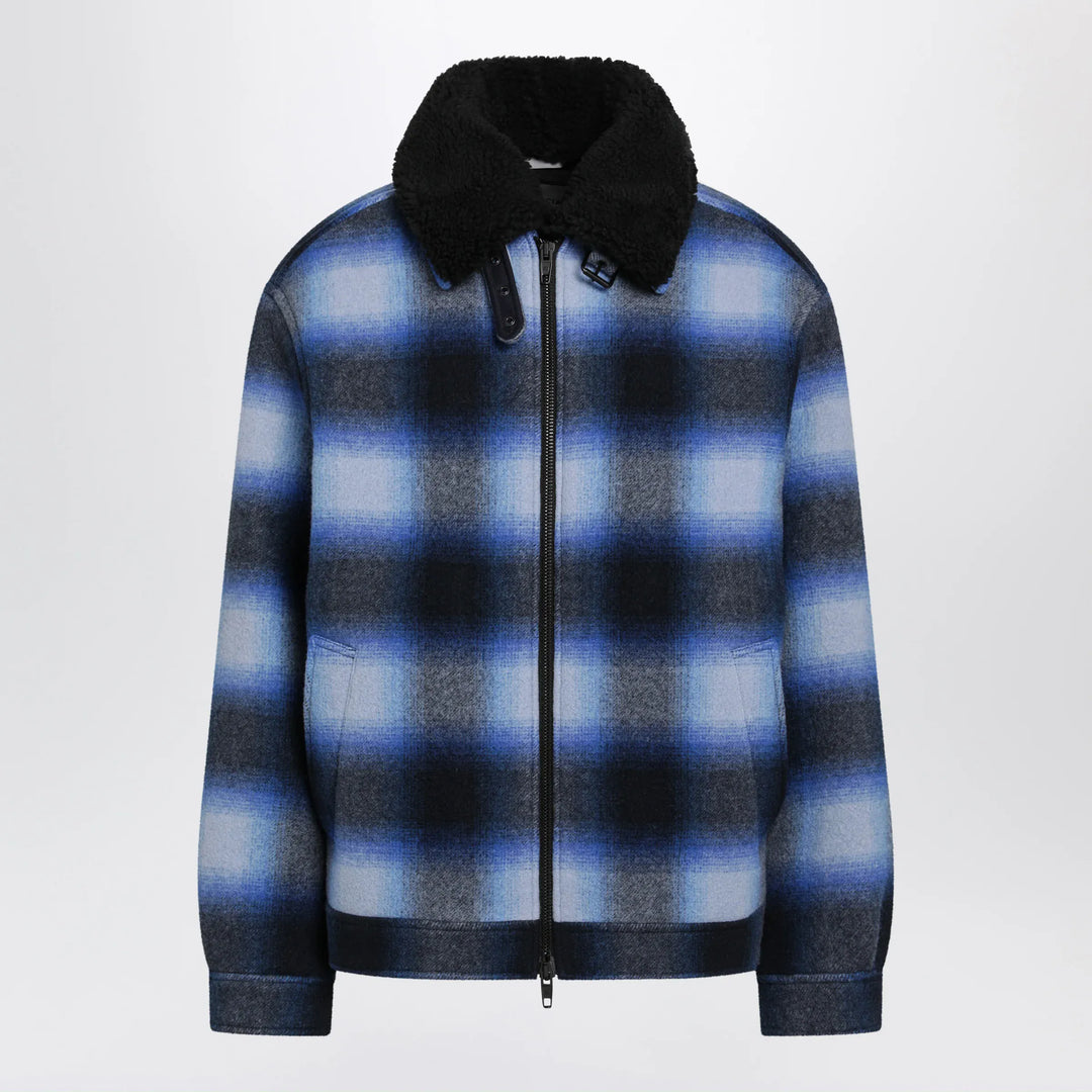 Balenciaga - Plaid wool flannel bomber jacket in blue/black Brand Coats &amp; Jackets 50 IT